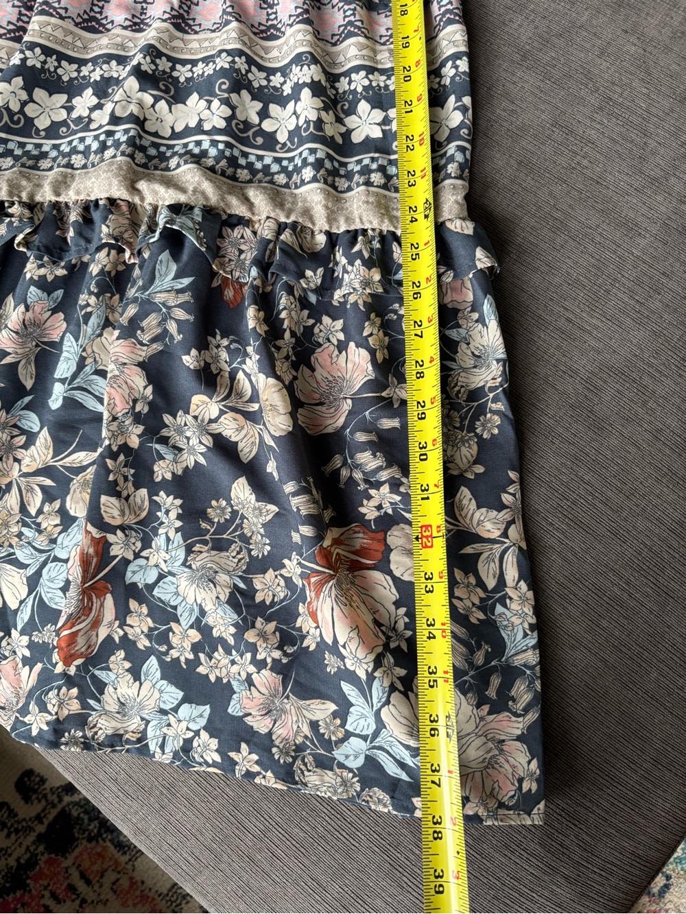 Sienna Sky LARGE Navy Floral Tiered Maxi Skirt Boho Cottagecore Prairie - Picture 9 of 9